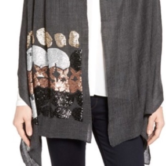 Echo Abstract 100% Wool Sequin Scarf - Picture 2 of 5